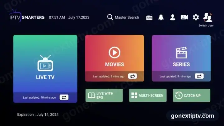 IPTV Smarters Pro mit gefüllter Senderliste