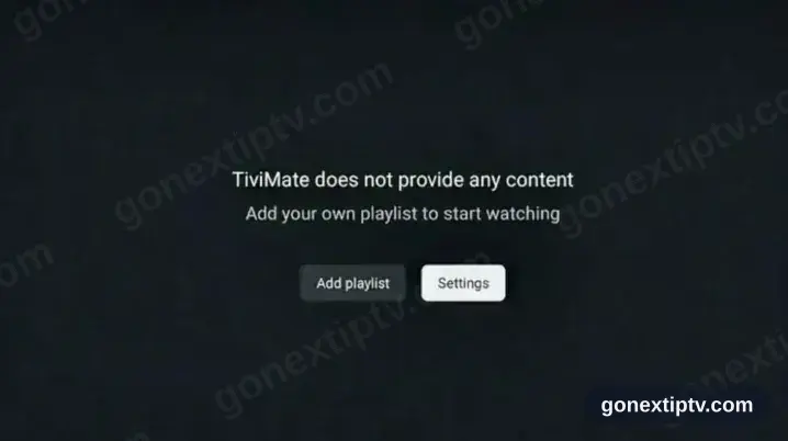 TiviMate running on the Firestick, Add playlist showing