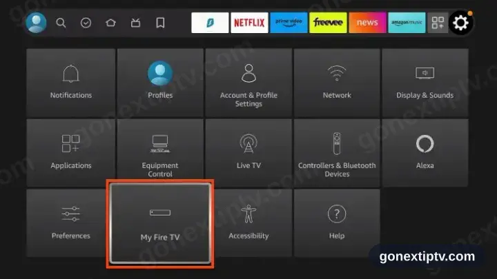 Fire TV Settings with My Fire TV in focus